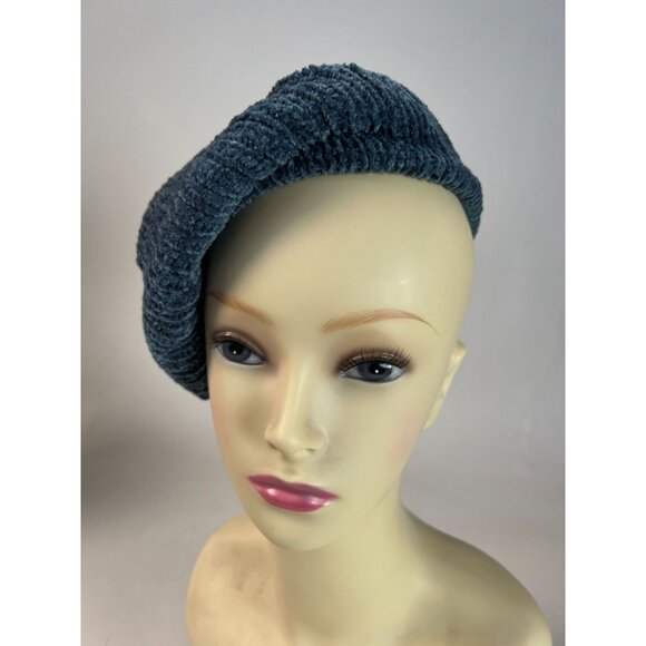 Vintage Miss Alice Beret Hat For Neiman Marcus Womens Knit Velvet In Deep Blue - Picture 1 of 7